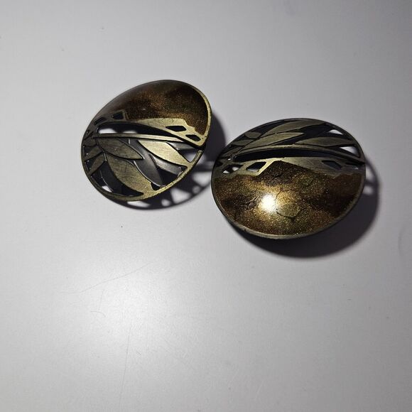 **Final Sale** Edgar Berebi Vintage Shimmery Earth Tone Enamel Round Earrings - Picture 11 of 12